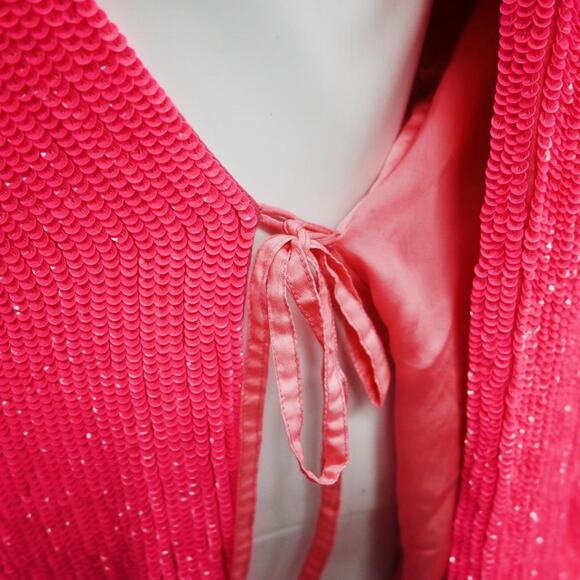 RETROFETE Gabrielle Hot Pink Sequin Robe Wrap Dress Size XS - Picture 5 of 8